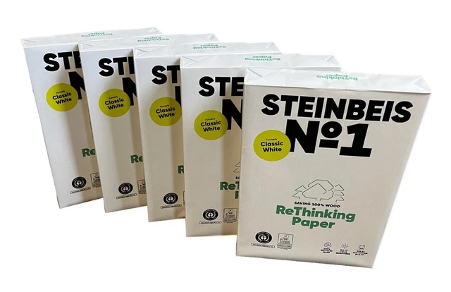 Steinbeis No.1 Druckerpapier A4 Recycling-Papier 80 g/m², Weiß 2500 Blatt
