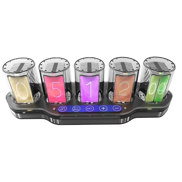 Unique RGB LED Tube Clock with AdjusFor Table Colors for Bedroom and For Table