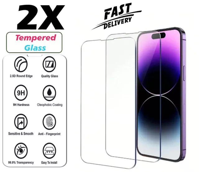 Tempered Glass Screen Protector for iPhone 15 14 13 12 11 XR X XS Pro Max Mini