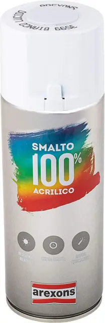 AREXONS | Smalto 100% Acrilico Smalto Spray, Vernice Colore Bianco Lucido 400 Ml