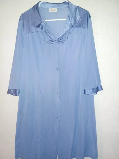 VINTAGE VANITY FAIR Gown Blue House Dress Long Robe L womens USA nylon ...