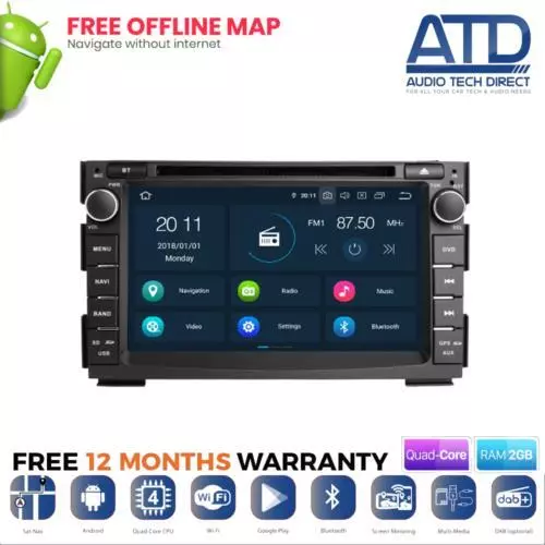 7 " Android 9.0 Sat Nav GPS Bluetooth Wifi DAB Radio Stéréo pour Kia Ceed Venga