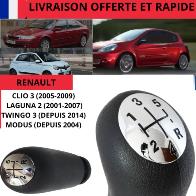 Pommeau Chrome De Levier De Vitesse Clio 3 Laguna 2 Twingo 3 Modus Grand Modus