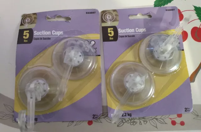4 Pack Large Hillman 533897 Clear Plastic Ook Non-Porous Suction Cup Hook