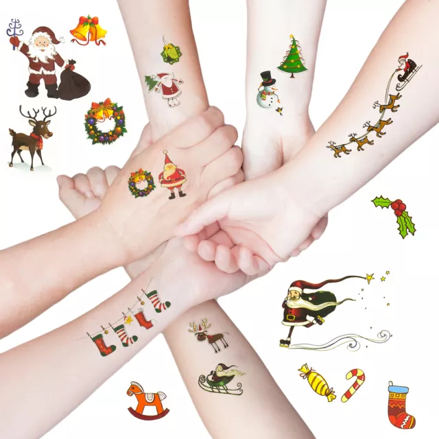 Weihnachten Weihnachtsmann Sticker temporäre Tattoos I farbenfrohe Weihnachtsmot