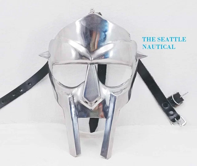 Casque médiéval MF Doom Mask Gladiator Mad-vilin 18GA acier laiton face armor
