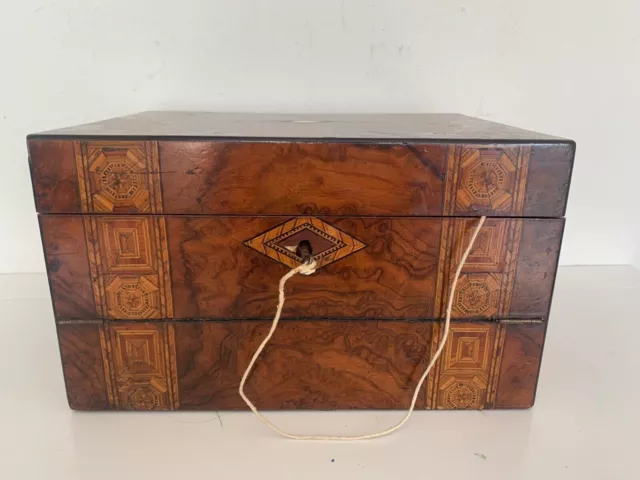  VICTORIAN  MAHOGANY  STORAGE BOX & WRITING SLOPE c.1885 SECRET COMPARTMENT 