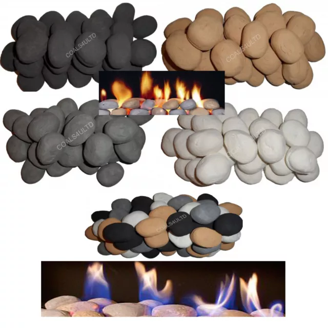 20 Stones for gas fire 4 colors replacement coals/pebbles White/Black/Grey/Beige