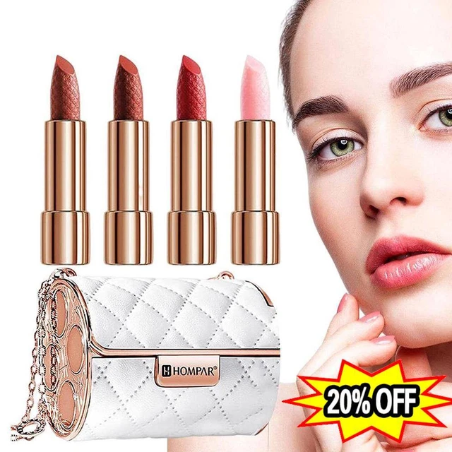 Set 4 pz rossetti velluto opaco con custodia catena glamour...