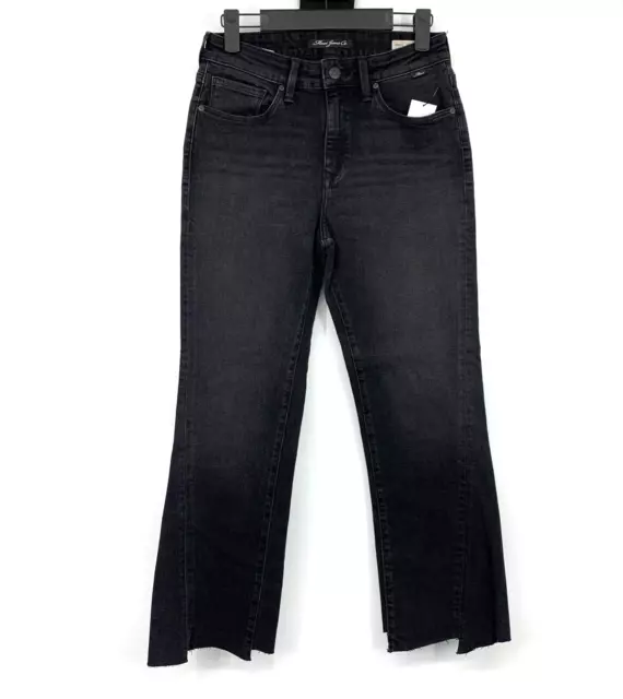 Mavi Jeans Womens Size 27 Black Anika Mid Rise Crop Flare Raw Hem NWT