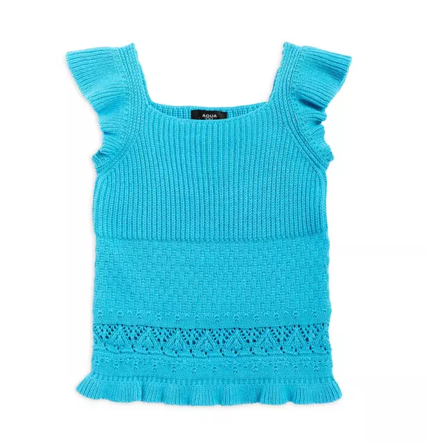 Aqua Girls' Flutter Sleeve Knit Tank Teal Size M 2617