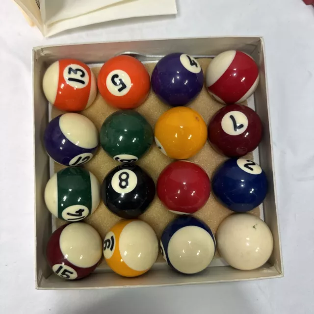 Victor Miniature Pool Ball Set Small Billiards 1 -1/2" OD Pocket Size w/ Box