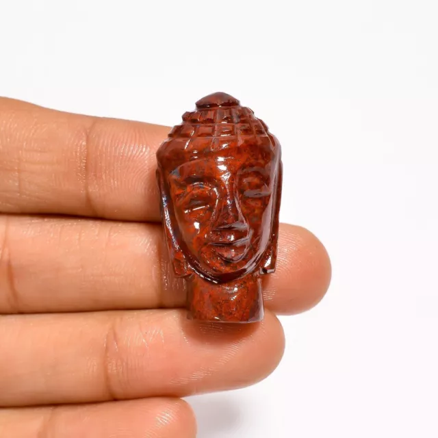 Piedra preciosa suelta tallada en forma de cara de Buda de jaspe rojo... 3