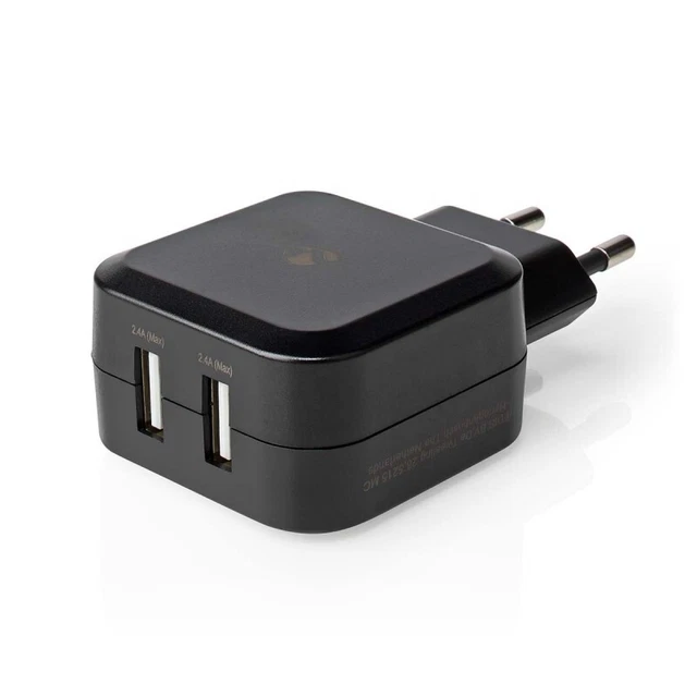 NEDIS Chargeur Mural  4.8 A  2 sorties  USB-A  Noir