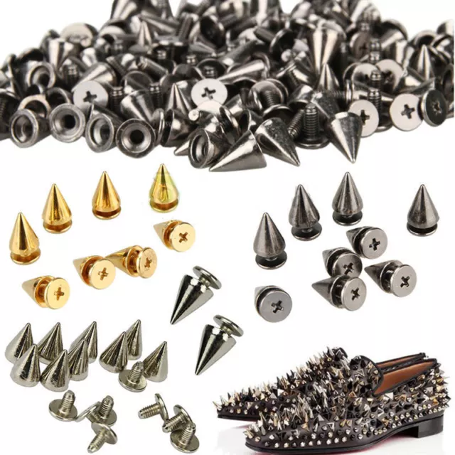 50/100pcs 10mm Spots Cone Screw Metal Studs Leather Craft Rivet Pyramid Spikes