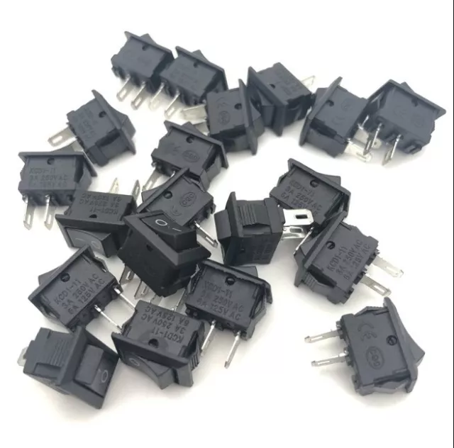 5 x Black KCD1-101  On/Off SPST Boat Rocker Switch 2 Pin 6A/250V UK