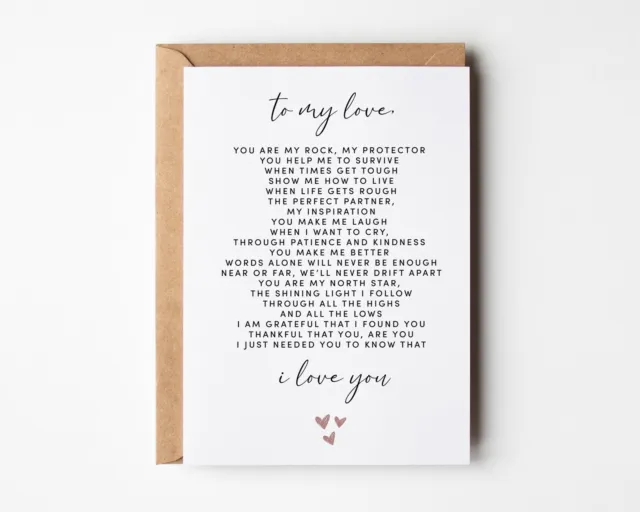 My Love Poem Happy Anniversary Valentines Day Card For Boyfriend Husband Him