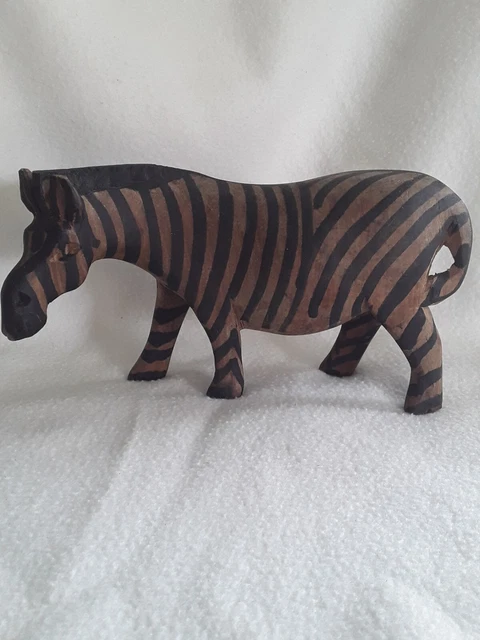 Vintage Wood Zebra Figurine