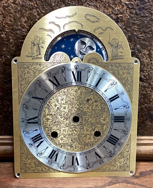 VINTAGE NOS BRASS Grandfather Clock Face / Replacement / Germany