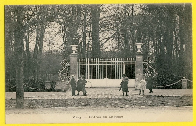 CPA Rare 95 View - MERY on OISE CASTLE Entrance Animated Children Schoolchildren Beret