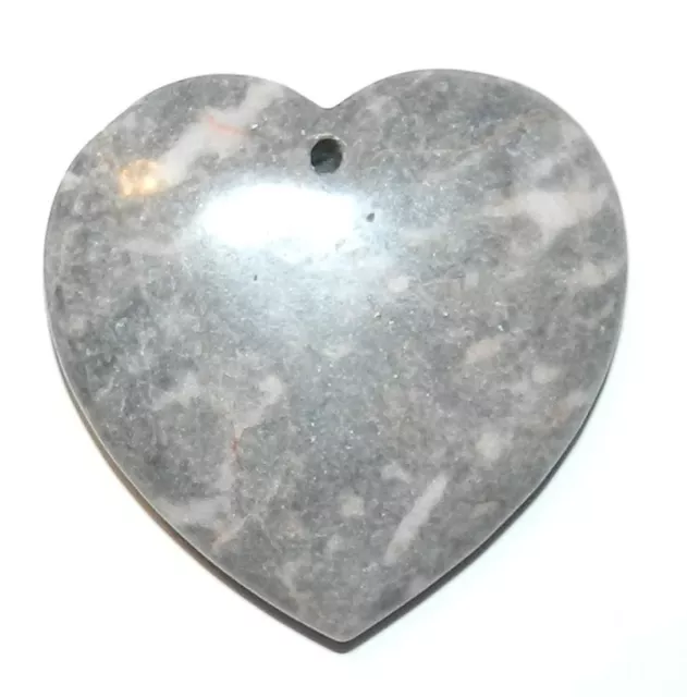 P1718 Pink Desert Marble Flat Heart 40mm Gemstone Pendant Focal Bead