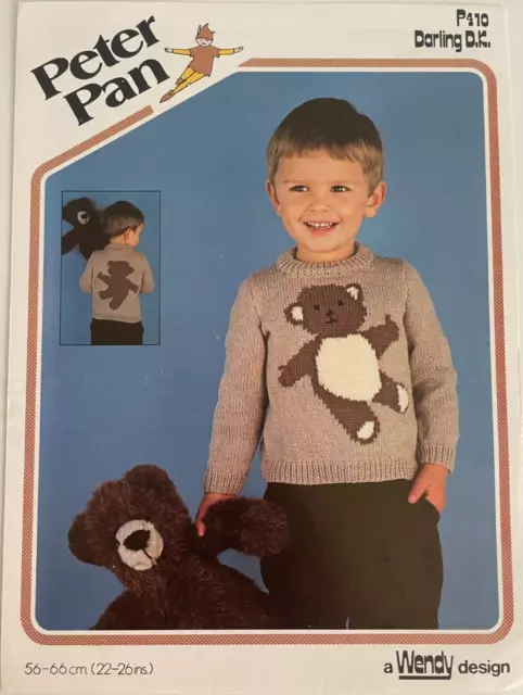 Peter Pan STRICKMUSTER Kinder vorne + hinten Teddybär Pullover 410