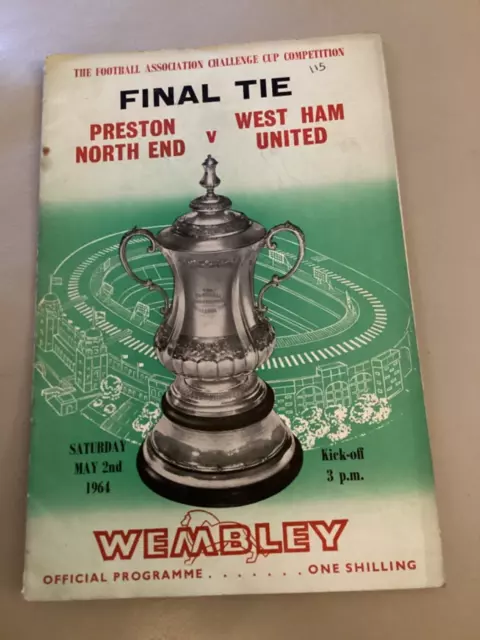 1964 FA Cup Finale Preston v West Ham Utd Programm 2. Mai 1964 Bobby Moore Hurst