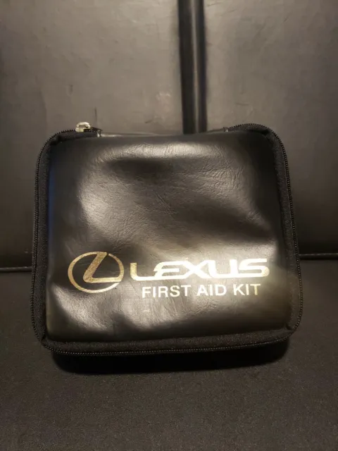 Lexus Emergency First Aid Travel Kit with Sealed Medical Supplies, Black Vinyl