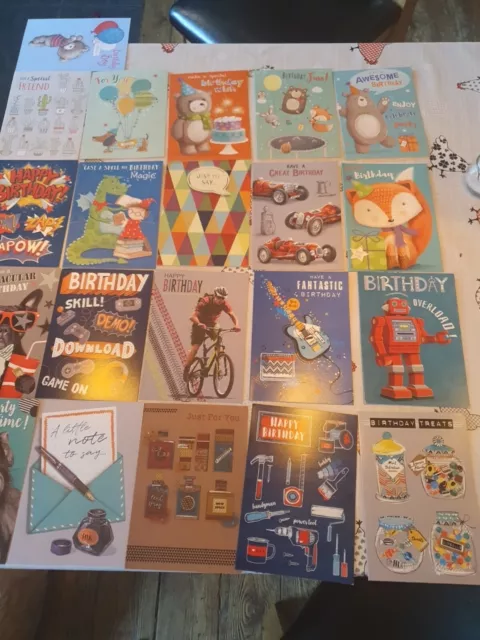 GREETINGS & BIRTHDAY CARDS X 21 3.99 👦 Boys NEW + ENVELOPES JOB lot wholesale 