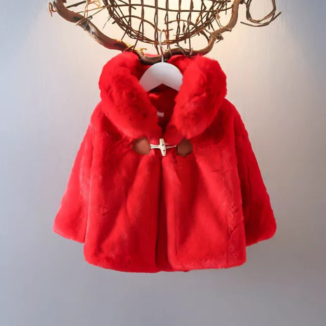 Cappotto caldo in pelliccia finta bambino bambina mantello inverno spessa poncho indumenti esterni con cappuccio