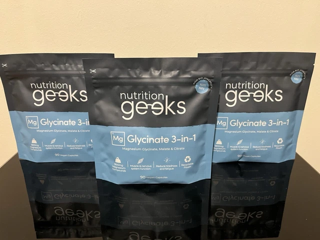 Mutition Geeks NUTRITION GEEKS MAGNESIUM Glycinate 3-in-1 Capsules (3 Packs of 90) £24 ...