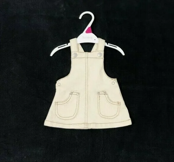 Ex Store Baby Girls Cream Denim Pinafore Dress Age N/B 0 3 6 9 12 18 24 36 Mths