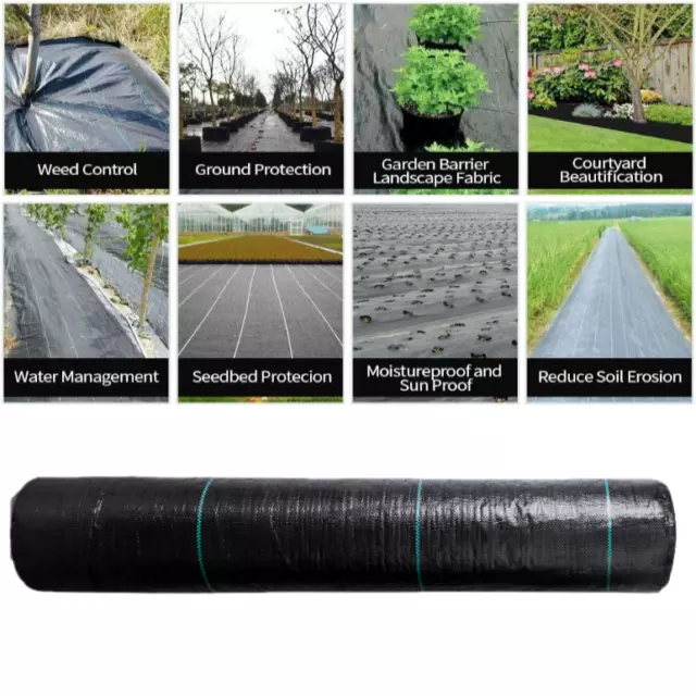 Heavy Duty Membrane Weed Control Fabric Suppressant Barrier Garden Ground Cover 3