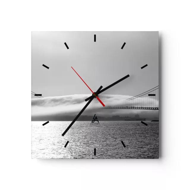 Reloj de Pared 30x30cm Reloj de Vidrio Los eeuu puerta de oro puente Silencioso
