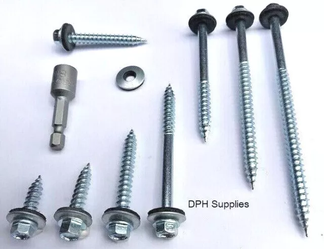 Timber Tek Roofing Screws Bolts  Fix Corrugated Sheet To Timber + Free Hex Bit