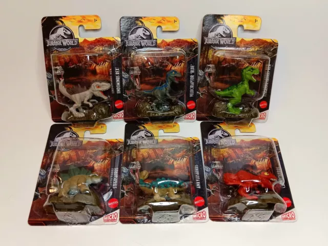 JURASSIC WORLD MICRO Dinosaur Mini Figures Mattel Lot of 6 IINDOMINUS ...