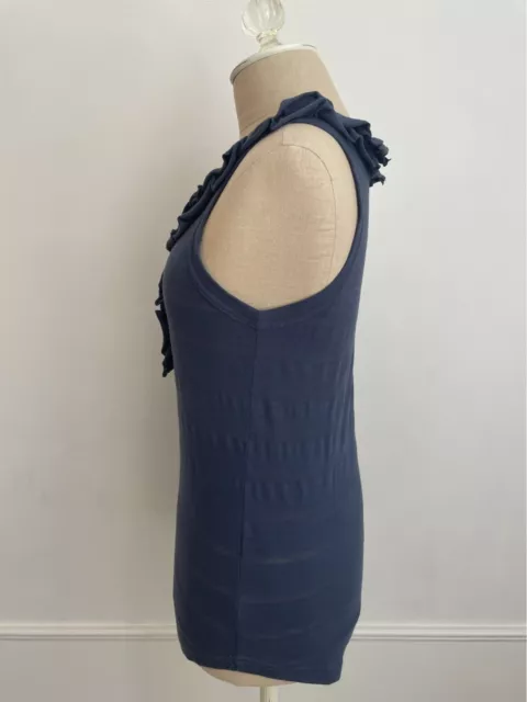 Marc by Marc Jacobs Women's Navy Sleeveless Textured Ruffle Blouse Size Small 3