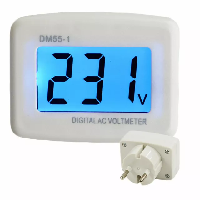 DM55-1 Digital LCD Voltage Test Monitor US/EU Plug In Volt Meter AC 80-300V H9V6