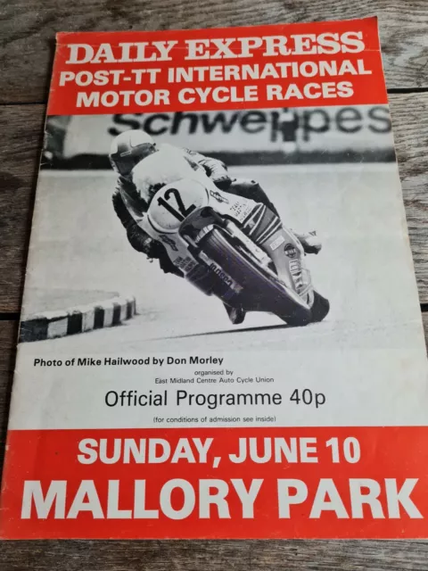 MALLORY PARK Sunday 10th June 1979 Official Programme Post TT motor cycle races