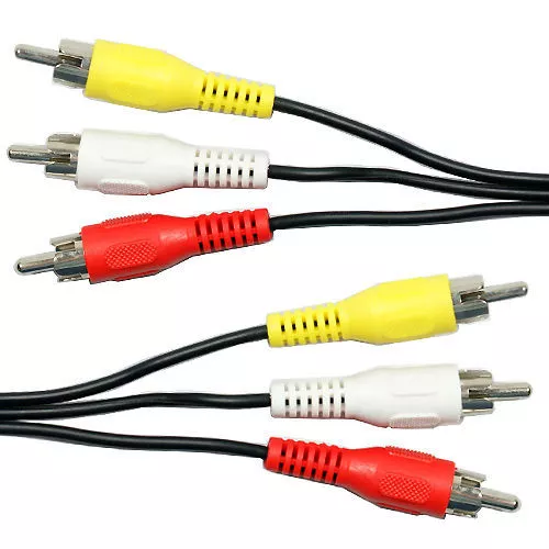1.5M 3 RCA Male to Plug Cable/Lead PHONO Audio & Video Composite AV TV/DVD  Wire £3.69 - PicClick UK