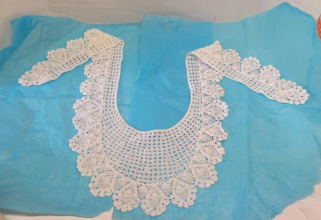 Handmade CROCHETED COLLAR WHITE FLORAL + Extra