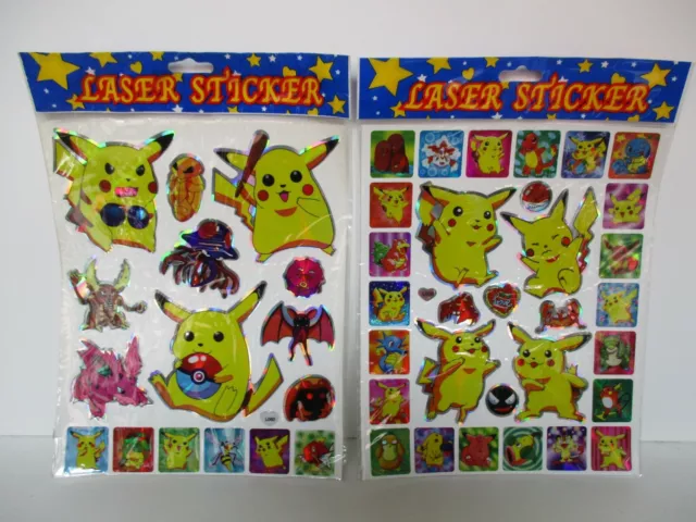 Lotto 6 Fogli Adesivi Laser Sticker Pokemon Anni '90