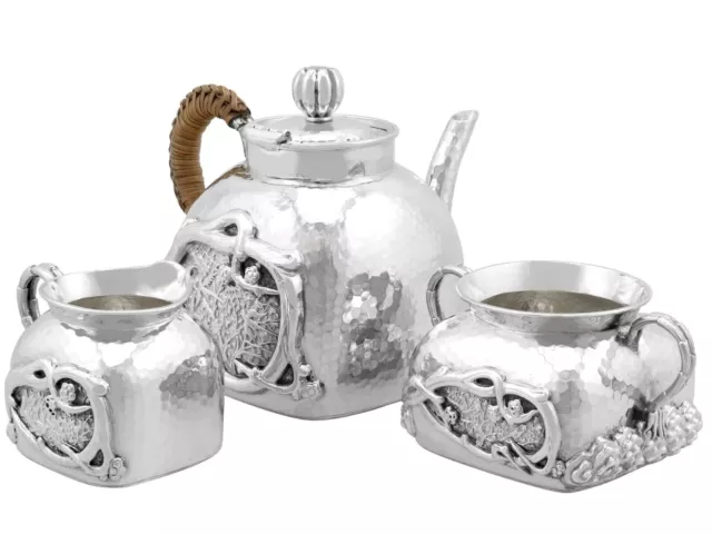 Chinese Export Silver Three Piece Tea Service Antique Circa 1930