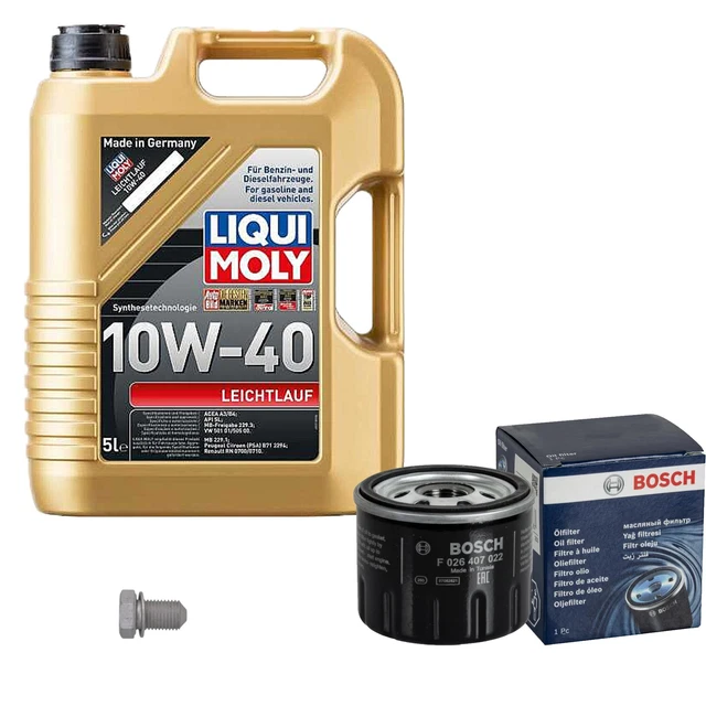 Filtro olio Bosch 5L Liqui Moly a funzionamento leggero 10W-40 per Renault Grand Scénic II 1.5