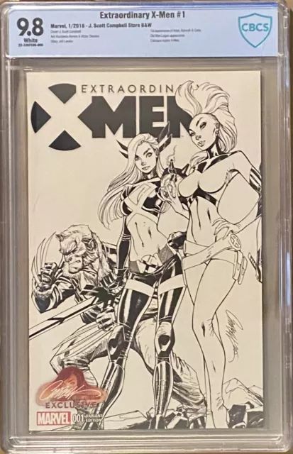 Extraordinary X-Men #1 J Scott Campbell Connecting B&W Variant CBCS 9.8 Not CGC