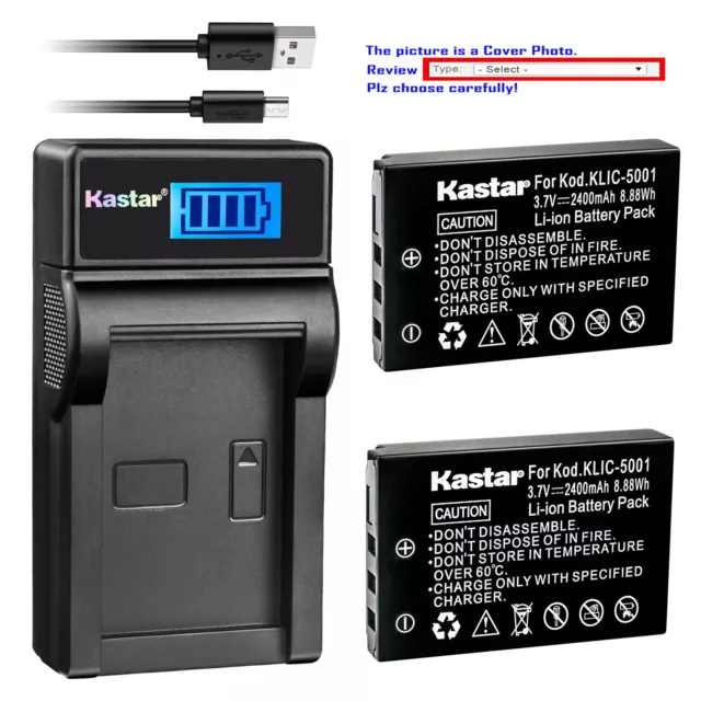 Kastar Battery Charger Kodak KLIC-5001 Kodak EasyShare DX7590 EasyShare DX7630