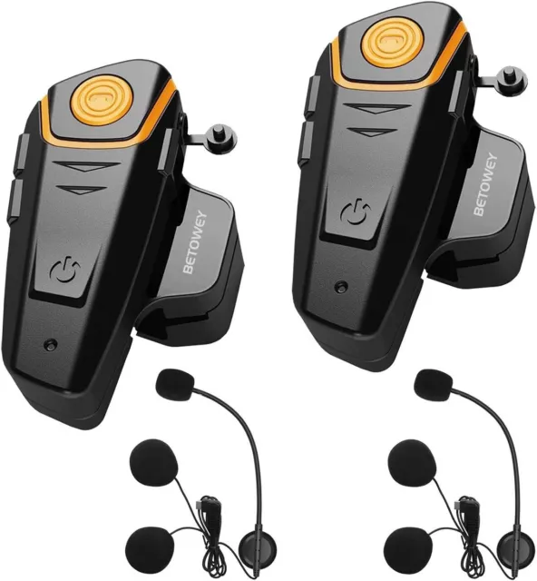 BETOWEY BT-S2 Motorcycle Duo Intercom Kit for 2 Helmets, Bluetooth Motorcycle