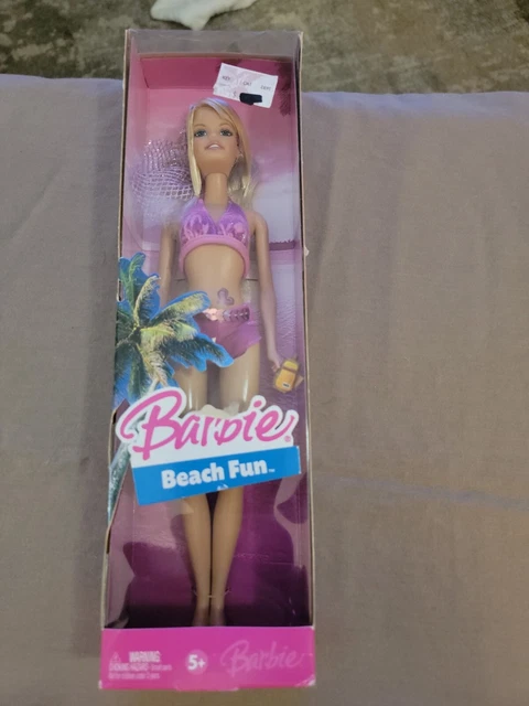 BEACH FUN BARBIE Doll 2006 New in Box J0709 sunscreen & heart