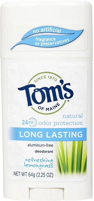 Palo desodorante de larga duración de Tom's of Maine, hierba de limón 2,25 oz