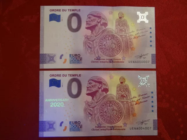 2 Billets 0 Euro ORDRE DU TEMPLE UENA 2020-5 Standard+Anniversary Petits Numéros